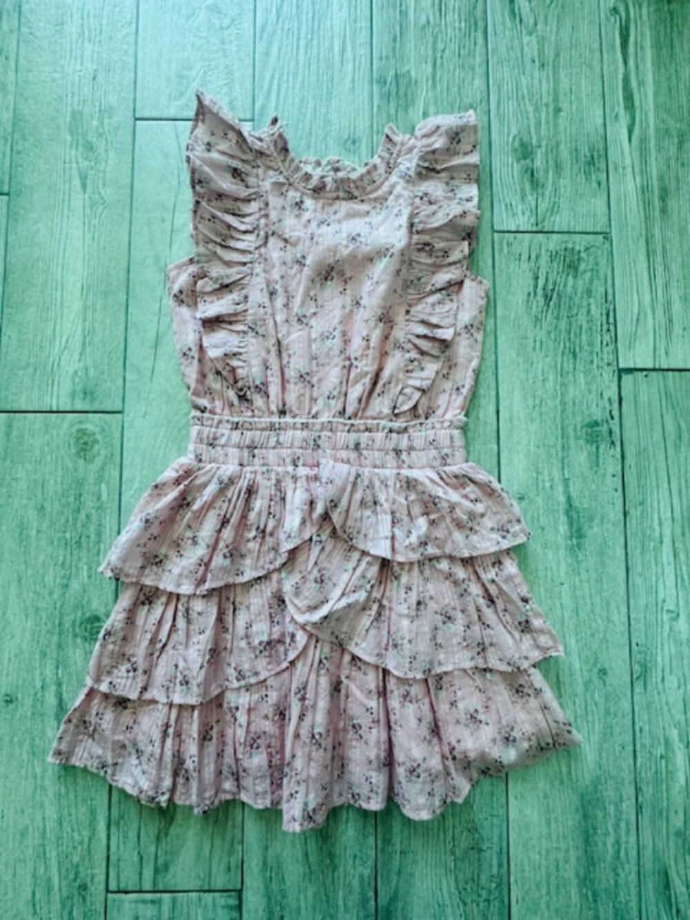 NWT Loveshackfancy Girls Floral MetallicDecker Dress Size - 8/9Y